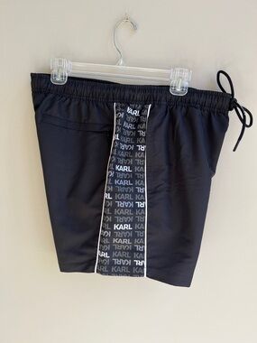 Karl Lagerfeld Swim Trunks 5” Pockets Elastic Drawstring Waist Brief Liner